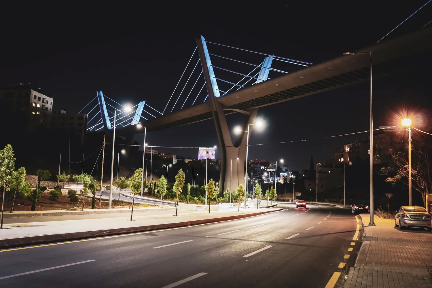 The Abdoun Bridge at night