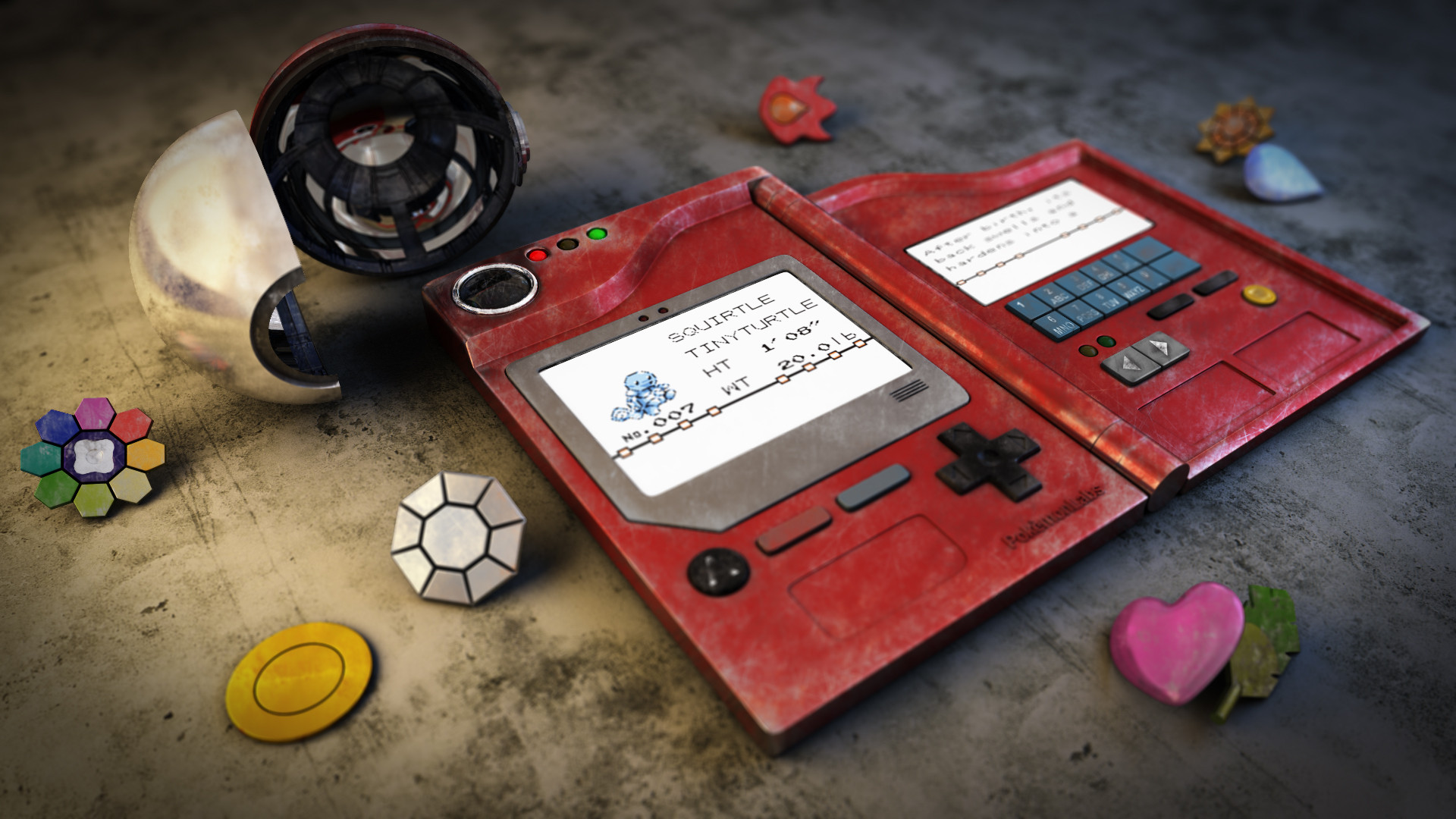 Pokemon Blue Version Pokedex with Squirtle